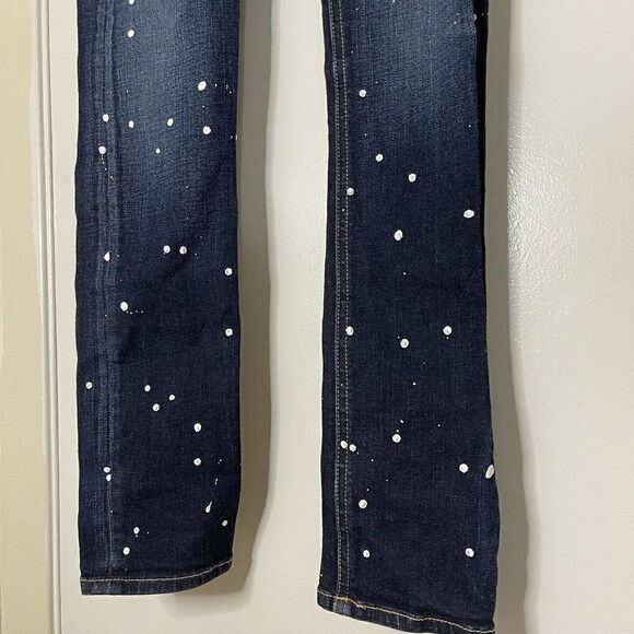 rag and bone paint splattered blue wash denim skinny low rise jeans size US 24 - Picture 4 of 8